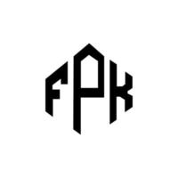 fpk-Brief-Logo-Design mit Polygonform. fpk Polygon- und Würfelform-Logo-Design. fpk Sechseck-Vektor-Logo-Vorlage in weißen und schwarzen Farben. fpk-monogramm, geschäfts- und immobilienlogo. vektor