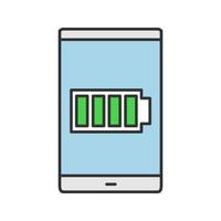 Smartphone-Symbol für hohe Batteriefarbe. Batterieladung. isolierte Vektorillustration vektor