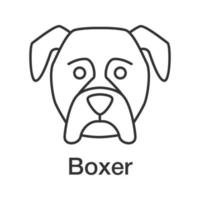 Boxer lineares Symbol. dünne Liniendarstellung. Wächterhunderasse. Kontursymbol. Vektor isoliert Umrisszeichnung