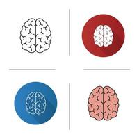 Ikone des menschlichen Gehirns. Organ des Nervensystems. flaches Design, lineare und Farbstile. isolierte Vektorgrafiken vektor