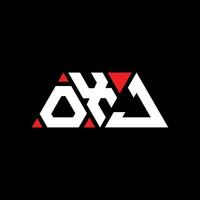 oxj triangel bokstavslogotypdesign med triangelform. oxj triangel logotyp design monogram. oxj triangel vektor logotyp mall med röd färg. oxj triangulär logotyp enkel, elegant och lyxig logotyp. oxj