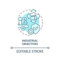 industriella mål turkos konceptikon. internationellt samarbete fördelar abstrakt idé tunn linje illustration. isolerade konturritning. redigerbar linje. vektor