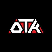 otk-Dreieck-Buchstaben-Logo-Design mit Dreiecksform. OTK-Dreieck-Logo-Design-Monogramm. OTK-Dreieck-Vektor-Logo-Vorlage mit roter Farbe. otk dreieckiges Logo einfaches, elegantes und luxuriöses Logo. otk vektor