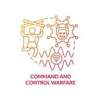 Command and Control Warfare Red Gradient Concept Icon. Gegner herabsetzen. Teilbereich der abstrakten Idee der Informationskriegsführung, dünne Linie Illustration. isolierte Umrisszeichnung. vektor