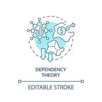 Symbol für das türkisfarbene Konzept der Abhängigkeitstheorie. arme und wohlhabende länder beziehung abstrakte idee dünne linie illustration. isolierte Umrisszeichnung. editierbarer Strich. vektor