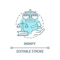 Symbol für das türkisfarbene Konzept der Würde. Menschenrechte. globale Zusammenarbeit Türkis Konzept abstrakte Idee dünne Linie Illustration. isolierte Umrisszeichnung. editierbarer Strich. vektor