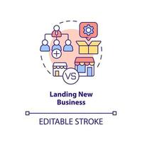 Symbol für das neue Geschäftskonzept der Landung. Problem im Vertriebsmanagement abstrakte Idee dünne Linie Illustration. Geschäftserweiterung. isolierte Umrisszeichnung. editierbarer Strich. vektor