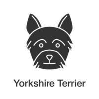 yorkshire terrier glyfikon. yorkie. siluett symbol. negativt utrymme. vektor isolerade illustration