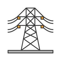 Symbol für die Farbe der elektrischen Hochspannungsleitung. Stromleitung. Strommast. Sendeturm. isolierte Vektorillustration vektor