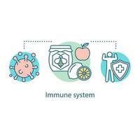 immunsystem koncept. hälsosam kost idé tunn linje illustration. näringsämnen och vitaminer. sjukdomsförebyggande och hälsoskydd. vektor isolerade konturritning