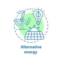 Symbol für alternatives Energiekonzept. idee für wind- und solarstromsysteme. dünne Liniendarstellung. Ökologische Stromerzeugung. Vektor isoliert Umrisszeichnung