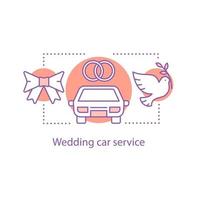 bröllop bil service koncept ikon. semester biluthyrning idé tunn linje illustration. vektor isolerade konturritning