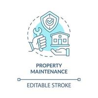 Symbol für das türkisfarbene Konzept der Immobilienwartung. mietwohnung reparatur abstrakte idee dünne linie illustration. isolierte Umrisszeichnung. editierbarer Strich vektor