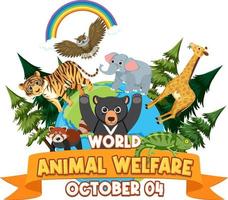 affisch för världens djurskyddsdag vektor