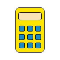 gelber Taschenrechner mit blauen Tasten vektor
