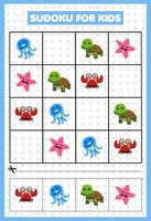 Sudoku für Kinder Fisch vektor