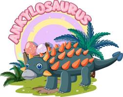 liten söt ankylosaurus dinosaurie seriefigur vektor