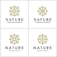 Blumen-Logo-Design mit Linienkunststil. logos können für spa, schönheitssalon, dekoration, boutique verwendet werden. vektor