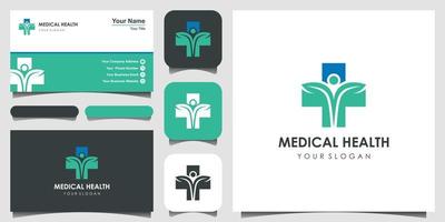människor hälsovård logotyp design inspiration, medicinsk klinik emblem. och visitkort vektor