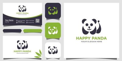 Panda-Vektor-Logo-Illustration. Kopf des Pandas. lächelndes Tiergesicht. bambusbär chinesisches bärenlogo. Karnevalssymbol. süßes Bild. und Visitenkartendesign vektor