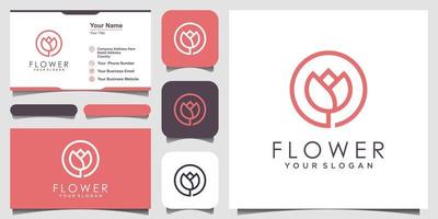 minimalistische elegante blumenrosenschönheit, kosmetik, yoga und spa-logo-design-inspiration. Logo- und Visitenkartendesign vektor