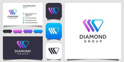 Inspiration für das Design von Diamant-Logos. Logodesign und Visitenkarte vektor