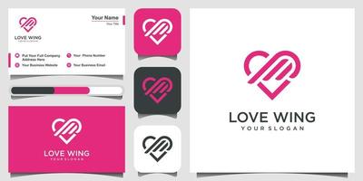 kärlek och vingar logotyp design vektor designmall ikon illustration. logotyp design och visitkort
