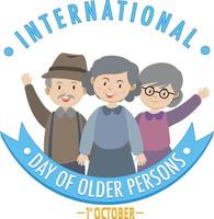 internationella dag för äldre personer banner design vektor