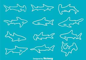 Hand gezeichneten Haifisch Vektor Icons