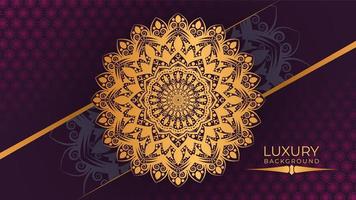 goldener lila Hintergrund des goldenen Mandala-Luxus vektor