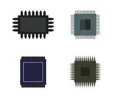 uppsättning mikrochip ikoner vektor