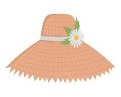 gewebter Hut zum Sonnenbaden am Strand. gekritzel flache clipart. alle farben sind neu lackiert. vektor