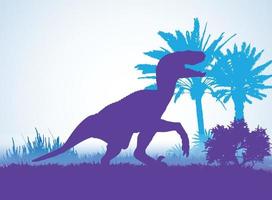 Velociraptor-Dinosaurier-Silhouetten in prähistorischer Umgebung überlappende Schichten dekorativer Hintergrundbanner abstrakte Vektorillustration vektor