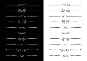 Reihe von dekorativen kalligraphischen Linienelementen für Bearbeitung und Design. Mega-Set von floralen Trennwänden umrahmt die Sammlung von Elementen. vektor