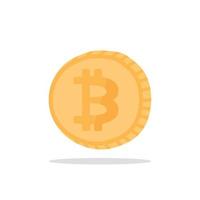Gold-Bitcoin-Münze. das Bitcoin-Symbol in der Kryptowährung, hervorgehoben auf weißem Hintergrund. Cartoon-Vektor-Illustration. vektor