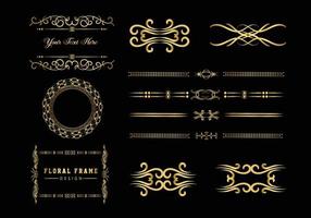 goldener dekorativer runder rahmen für design mit blumenverzierung. eine Vorlage zum Drucken von Postkarten. vektor