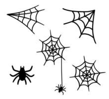 Vektor-Spinnennetz und kleine Spinne isoliert auf weißem Hintergrund. Symbol vektor