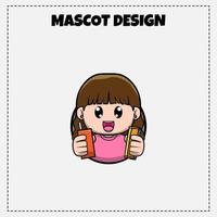 mat logotyp liten flicka snack maskot illustration vektor design