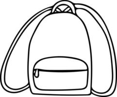 ryggsäck handritad i doodle skandinavisk minimalism stil. enda element för designikon, kort, klistermärke, affisch. accessoar, mode, väska, skola, studieportfölj vektor