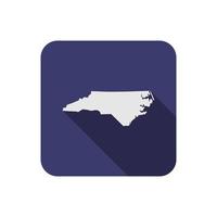 North Carolina Square State Map mit langem Schatten vektor