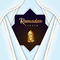 ramadan kareem islamisches design halbmond und laterne mit arabischem muster und kalligrafie vektor