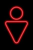 ein einfaches stilisiertes Symbol eines Mannes. männliches Zeichen. roter Neonumriss auf schwarzem Hintergrund. Schild Herrentoilette. vektor