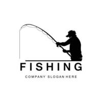 fiske logotyp design, fiskjakt vektorillustration vektor