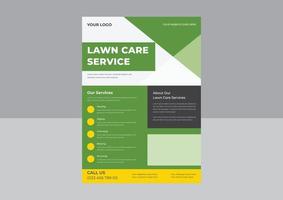 Flyer-Vorlage für Rasenmäher-Garten- oder Landschaftsbau-Service, Business-Flyer-Plakat-Broschüren-Cover-Design-Layout-Hintergrund, Baum- und Garten-Service-Plakat-Broschüren-Design. vektor