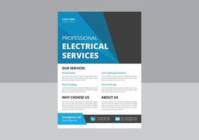 Professionelles Elektroservice-Poster und Flyer. Flyer für Elektriker und Elektrounternehmen, Flyer für den Reparaturservice von Haushaltsgeräten. vektor