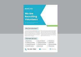 Freiwillige benötigten Flyer-Poster-Design-Vorlage. Wir suchen einen freiwilligen Flyer-Poster-Designer. Flyer-Poster-Design für Freiwillige. vektor