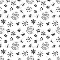 nahtloses Muster aus Schneeflocken. handgezeichnete Illustrationen in Strichzeichnungen und Doodle-Stil. kreation von design für neujahr, winter, weihnachten vektor