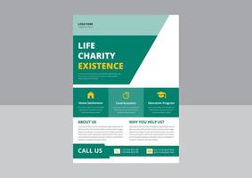 mall för flygblad för välgörenhet. liv välgörenhet existens och donation affisch flyer designmallar. flygblad för välgörenhet för insamlingar. hjälpa ditt välgörenhetsblad. vektor
