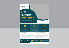 mall för flygblad för välgörenhet. liv välgörenhet existens och donation affisch flyer designmallar. flygblad för välgörenhet för insamlingar. hjälpa ditt välgörenhetsblad. vektor