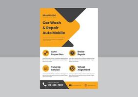 automotive bil reparationstjänster auto detaljering flyer affisch mall. design av broschyrer för bilreparationer och biltjänster. vektor